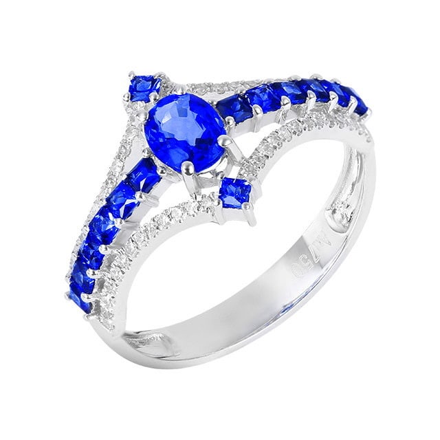 14k Gold 1.17 Ctw Natural Sapphire & Diamond Ring - 5