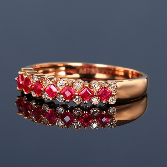14k Gold 0.44 Ctw Natural Ruby & Diamond Ring - 2