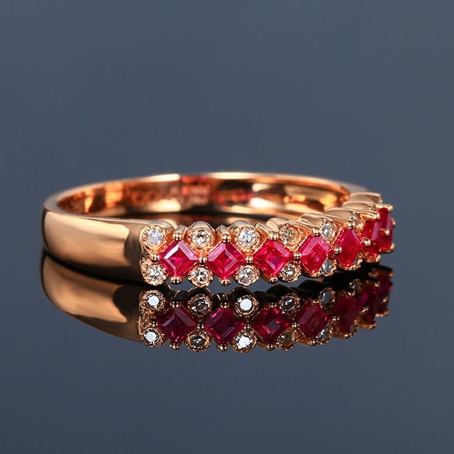 14k Gold 0.44 Ctw Natural Ruby & Diamond Ring - 3