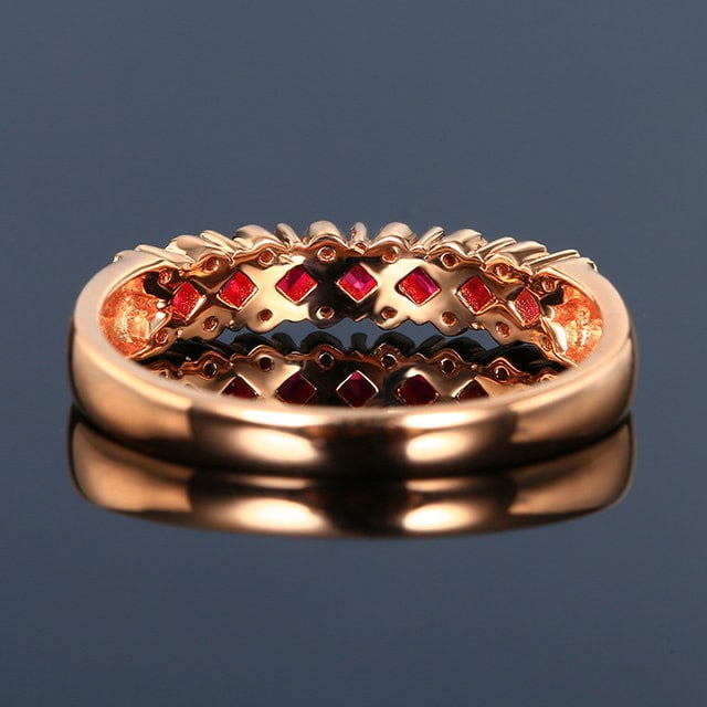 14k Gold 0.44 Ctw Natural Ruby & Diamond Ring - 4