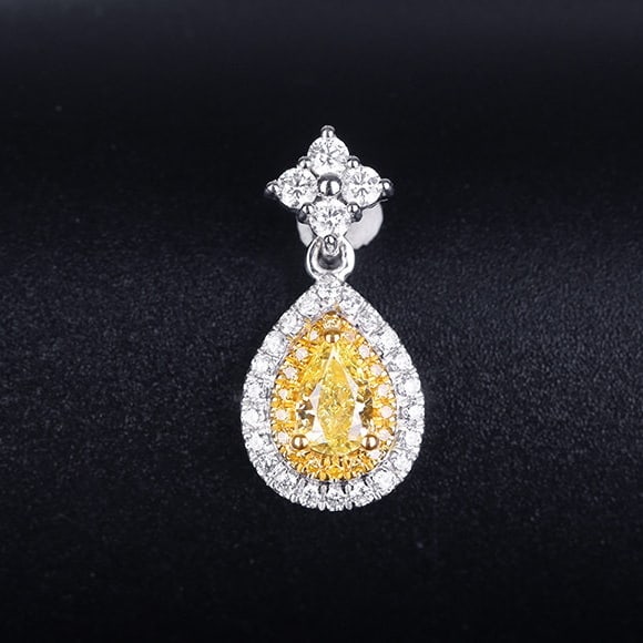 14k Gold 0.67 Ctw Natural Yellow Diamond & Diamond Pendant( Without Chain ): Ref:231179199 // gold content:14k gold // main gemstone:yellow diamond // shape:pear // carat weight:0. 36ct // color:yellow // treatment:natural // // adjacent gemstone 2 : diamond // shape:round //