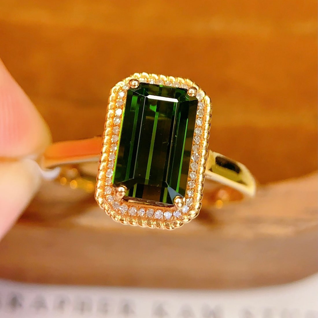 14k Gold 3 Ct Natural Tourmaline & Diamond Ring - 3
