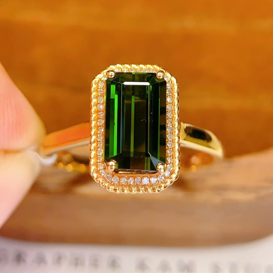 14k Gold 3 Ct Natural Tourmaline & Diamond Ring - 5