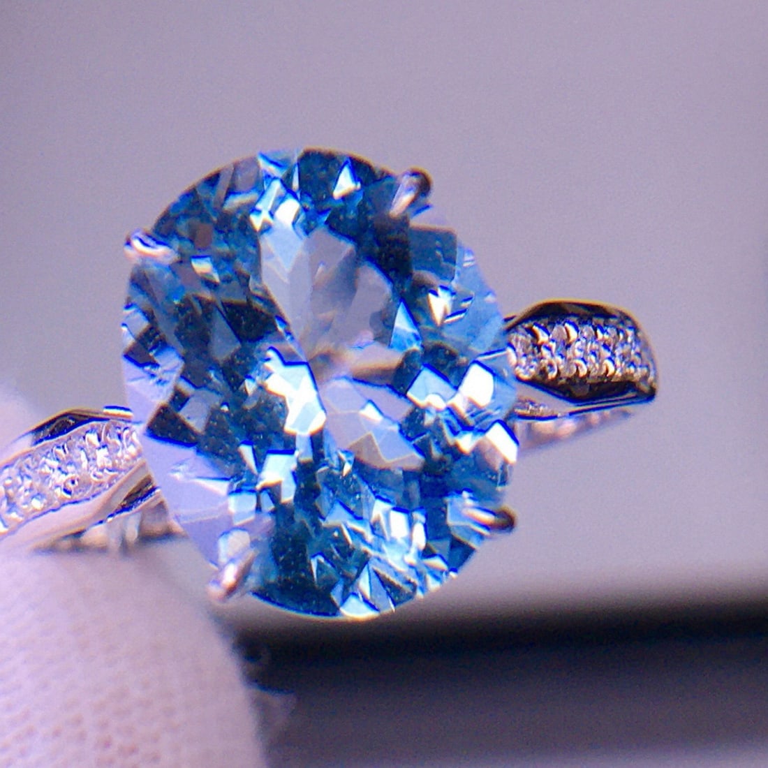 14k Gold 3.65 Ct Natural Aquamarine & Diamond Ring - 5