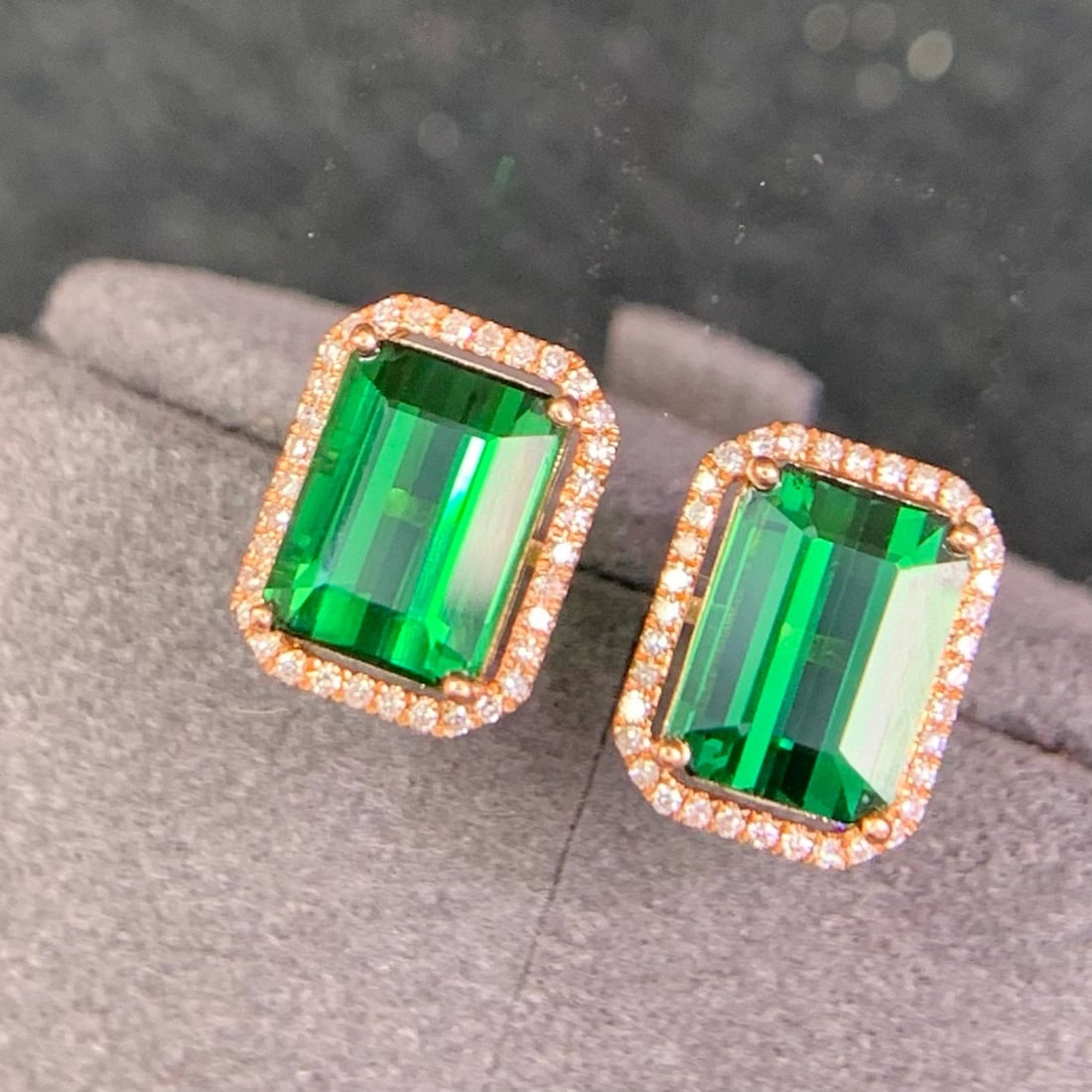 14k Gold 3.6 Ct Natural Tourmaline & Diamond Earrings - 3