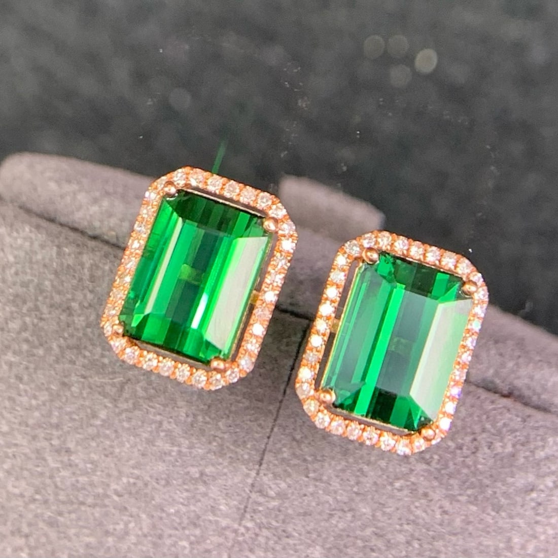14k Gold 3.6 Ct Natural Tourmaline & Diamond Earrings - 6