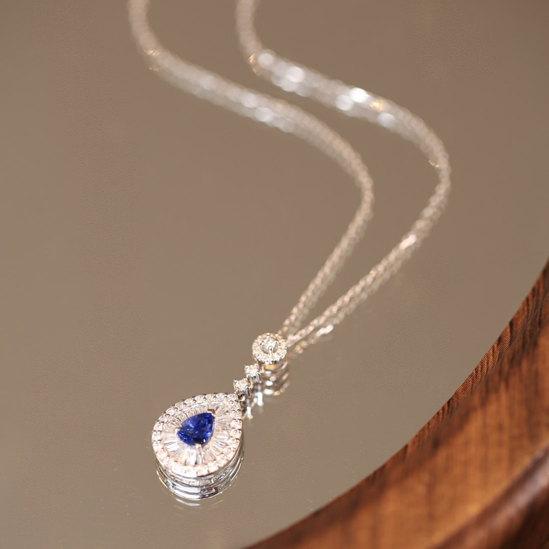 14k Gold 1.00 Ctw Natural Sapphire & Diamond Pendant( Without Chain ) - 5