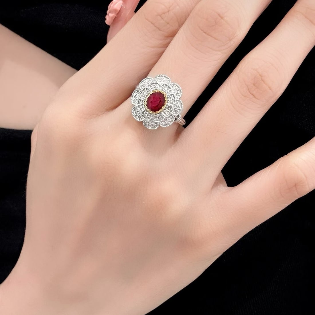 14k Gold 0.82 Ct Natural Ruby & Diamond Ring - 3