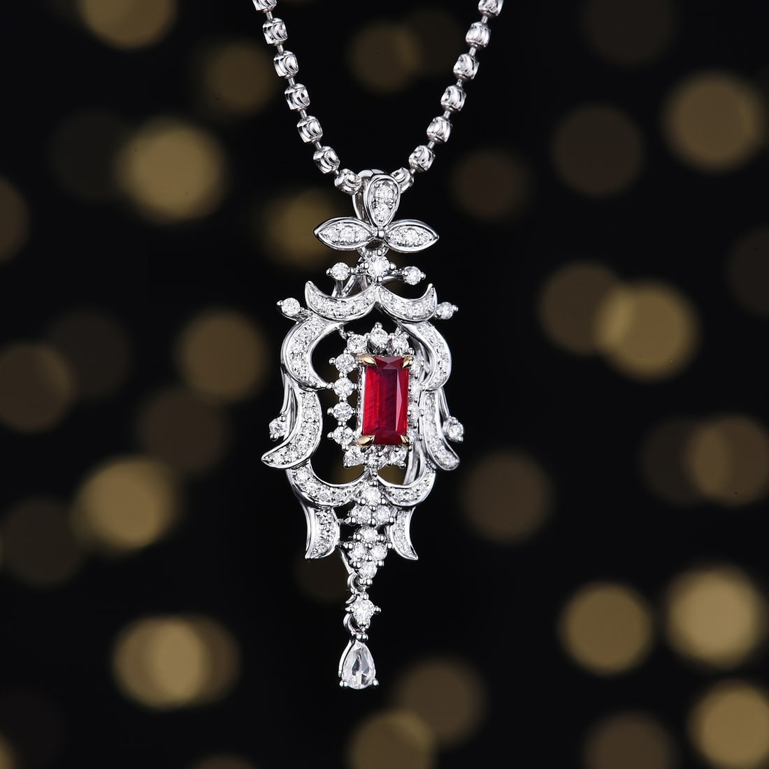 14k Gold 0.88 Ctw Natural Ruby & Diamond Pendant( Without Chain ) - 5