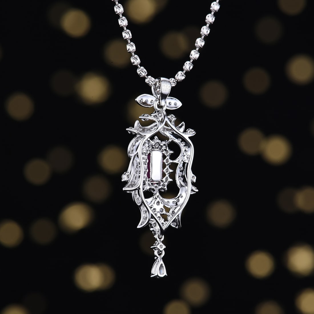 14k Gold 0.88 Ctw Natural Ruby & Diamond Pendant( Without Chain ) - 7