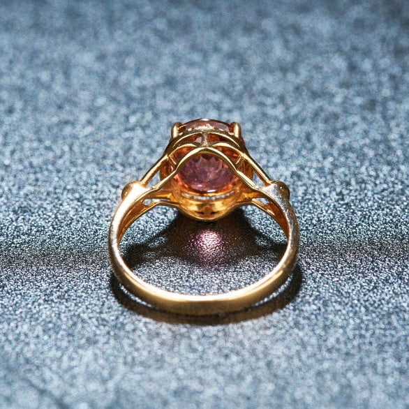 14k Gold 3.13 Ct Natural Tourmaline & Diamond Ring - 5