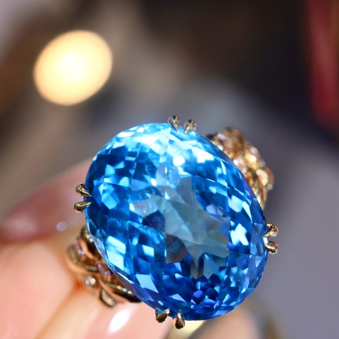 14k Gold 20.38 Ctw Natural Topaz & Diamond Ring - 3