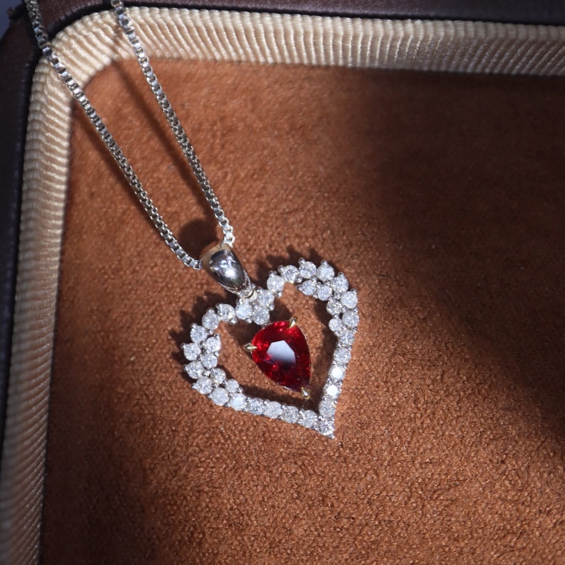 14k Gold 1.51 Ctw Natural Ruby & Diamond Pendant( Without Chain ) - 2