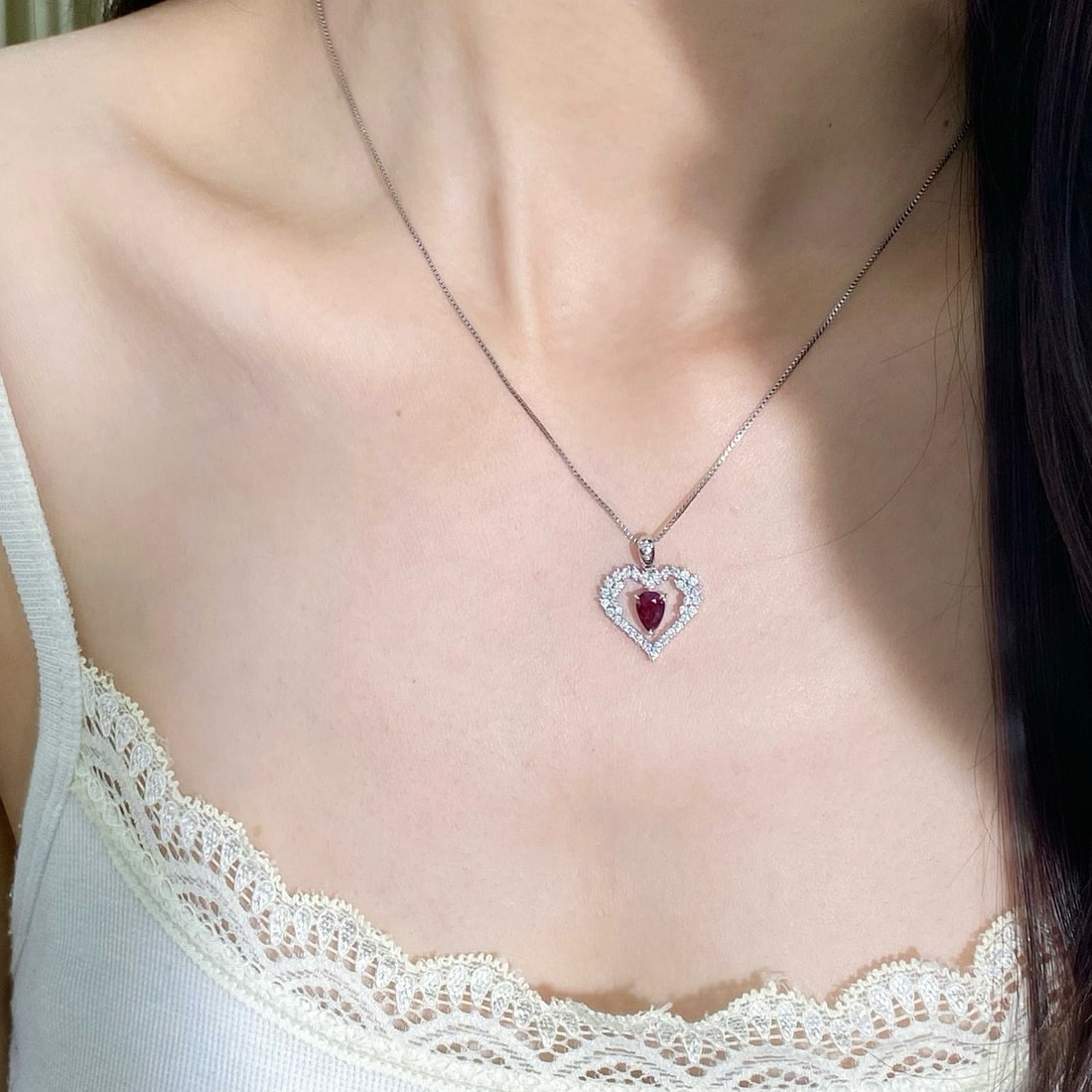 14k Gold 1.51 Ctw Natural Ruby & Diamond Pendant( Without Chain ) - 6