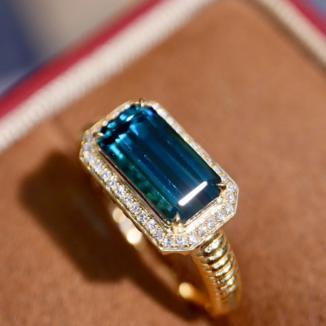 14k Gold 2.42 Ctw Natural Tourmaline & Diamond Ring - 2