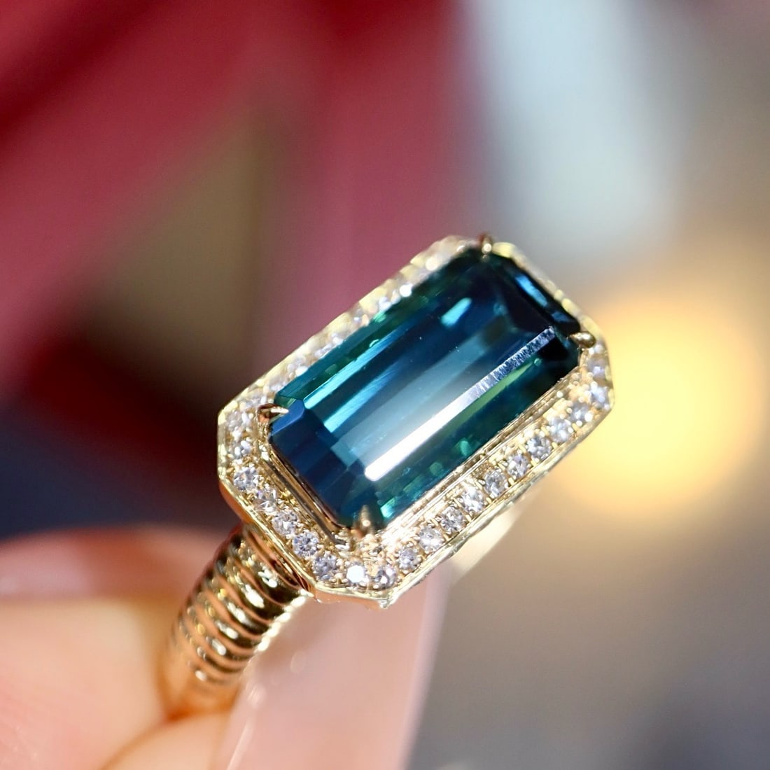14k Gold 2.42 Ctw Natural Tourmaline & Diamond Ring - 4