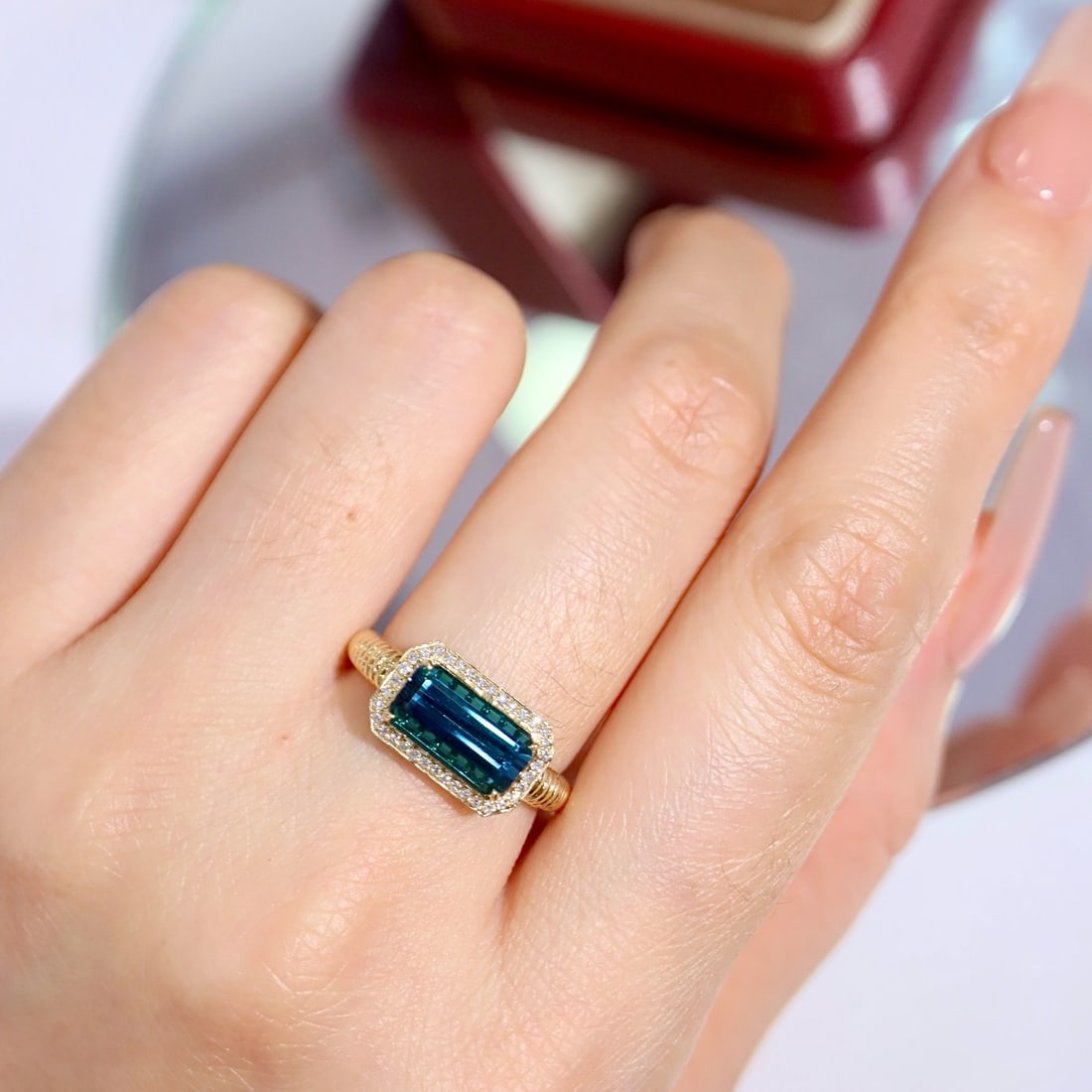 14k Gold 2.42 Ctw Natural Tourmaline & Diamond Ring - 8