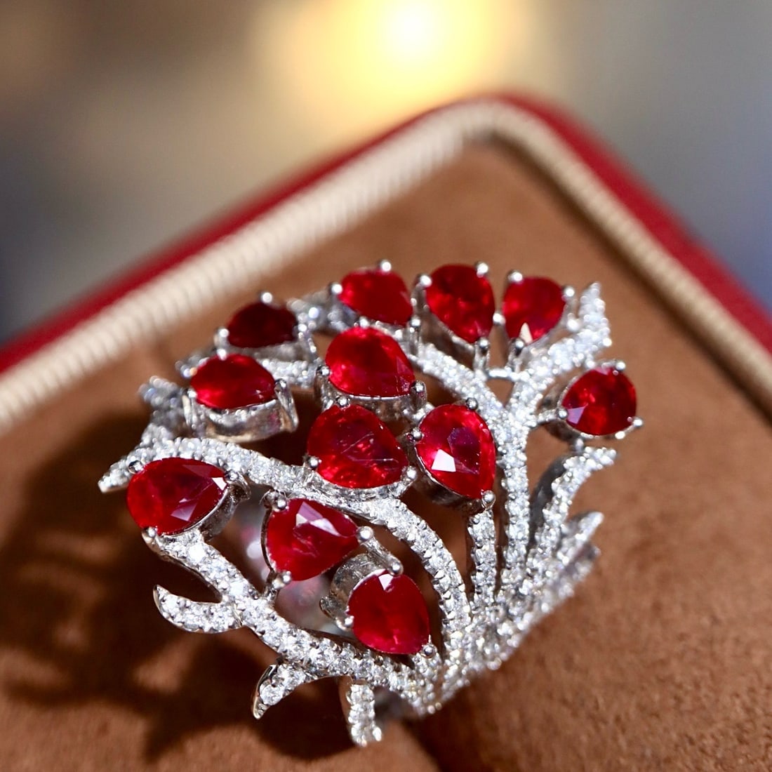 14k Gold 4.35 Ctw Natural Ruby & Diamond Ring - 2