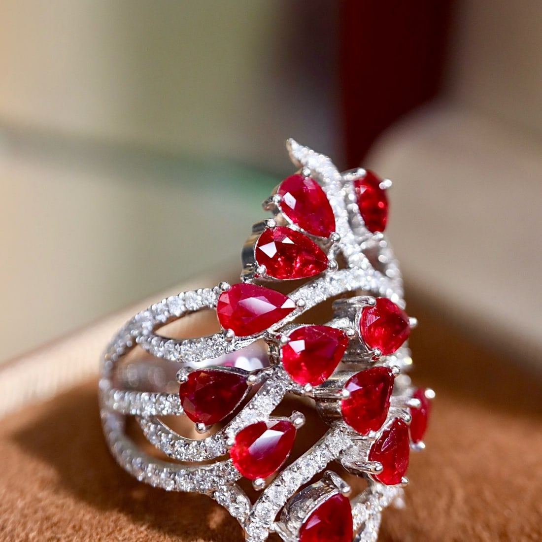 14k Gold 4.35 Ctw Natural Ruby & Diamond Ring - 7