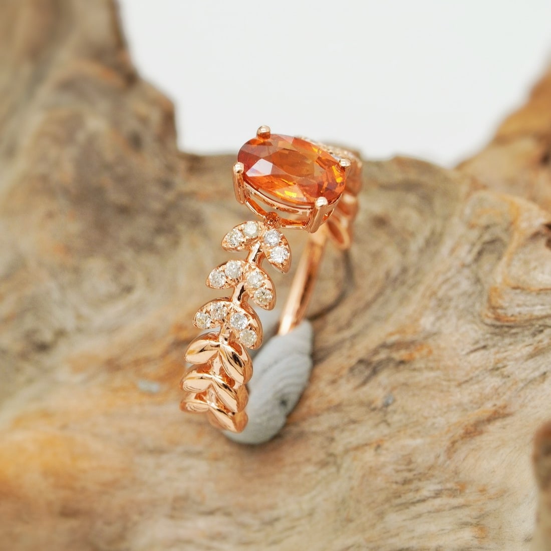 14k Gold 1.12 Ctw Natural Spessartine & Diamond Ring - 2