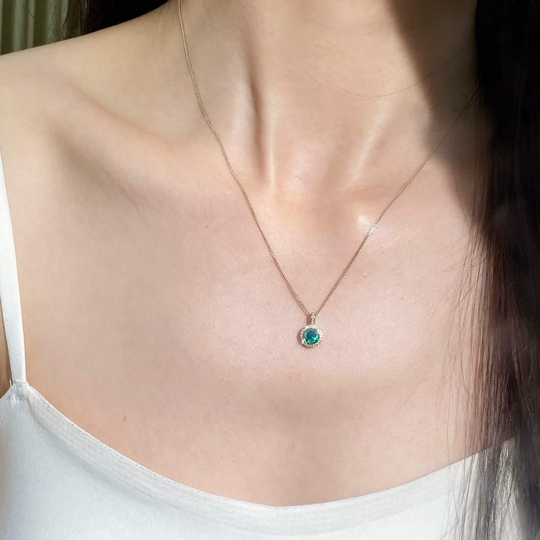 14k Gold 0.43 Ctw Natural Opal & Diamond Pendant( Without Chain ) - 8