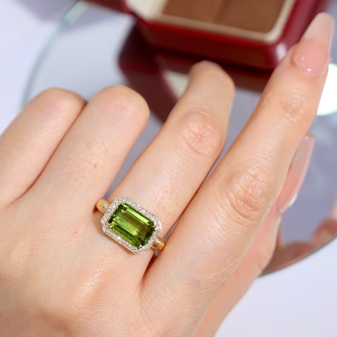 14k Gold 3.47 Ctw Natural Tourmaline & Diamond Ring - 8