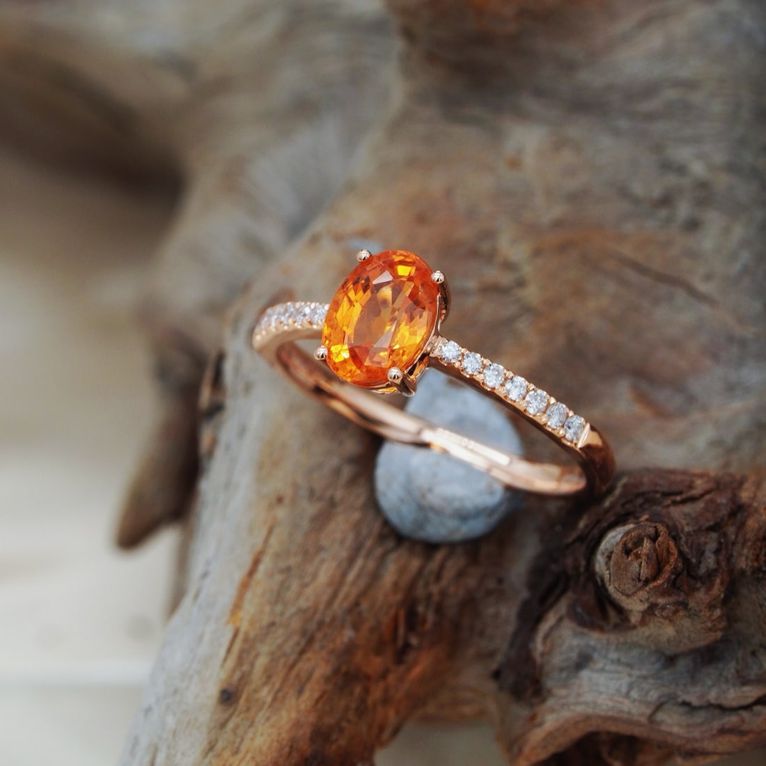 14k Gold 1.13 Ctw Natural Spessartine & Diamond Ring - 2