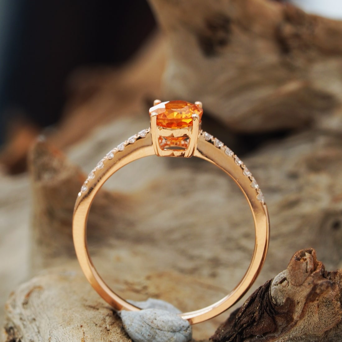 14k Gold 1.13 Ctw Natural Spessartine & Diamond Ring - 3
