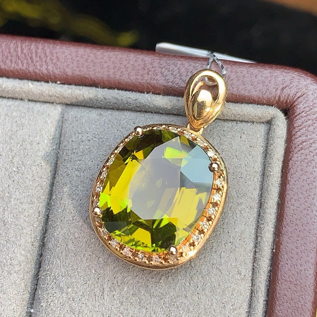 14k Gold 8.43 Ctw Natural Tourmaline & Diamond Pendant( Without Chain ) - 2