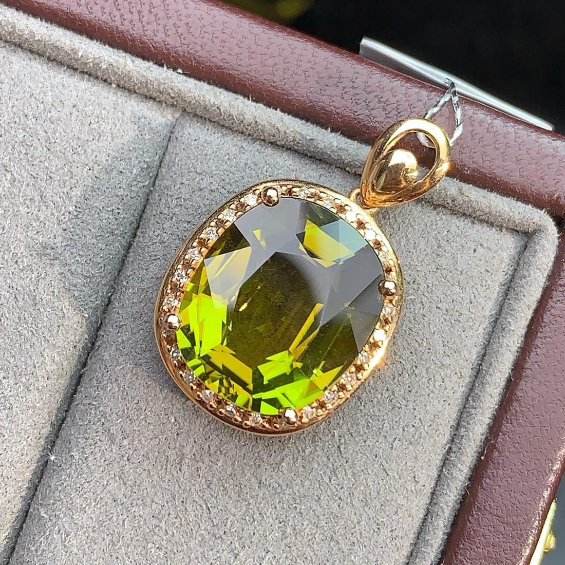 14k Gold 8.43 Ctw Natural Tourmaline & Diamond Pendant( Without Chain ) - 4