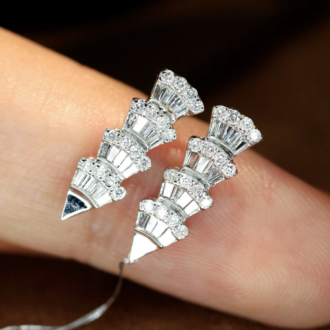 14k Gold 0.36 Ct Natural H Diamond Earrings - 5