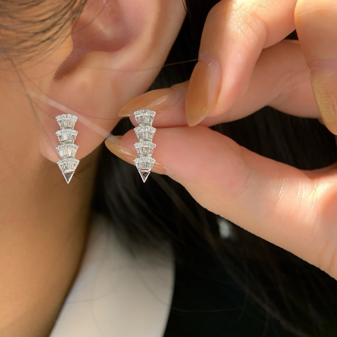 14k Gold 0.36 Ct Natural H Diamond Earrings - 6