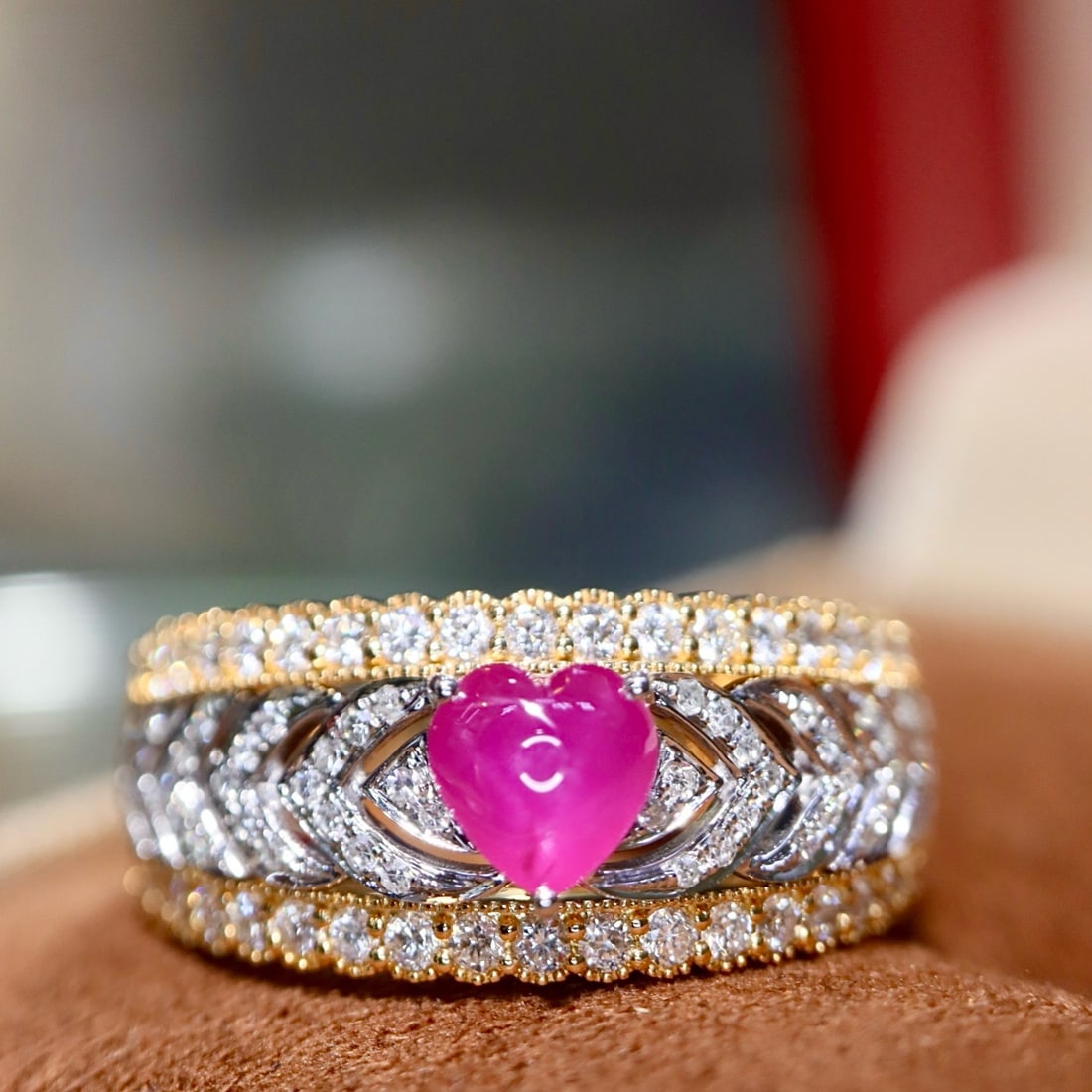 14k Gold 1.09 Ctw Natural Ruby & Diamond Ring - 5