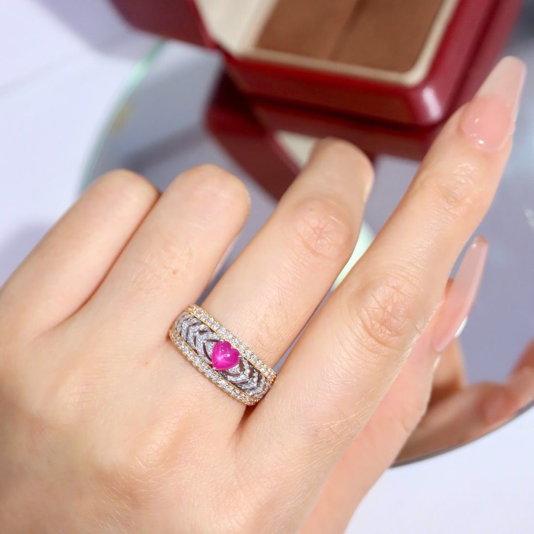 14k Gold 1.09 Ctw Natural Ruby & Diamond Ring - 8