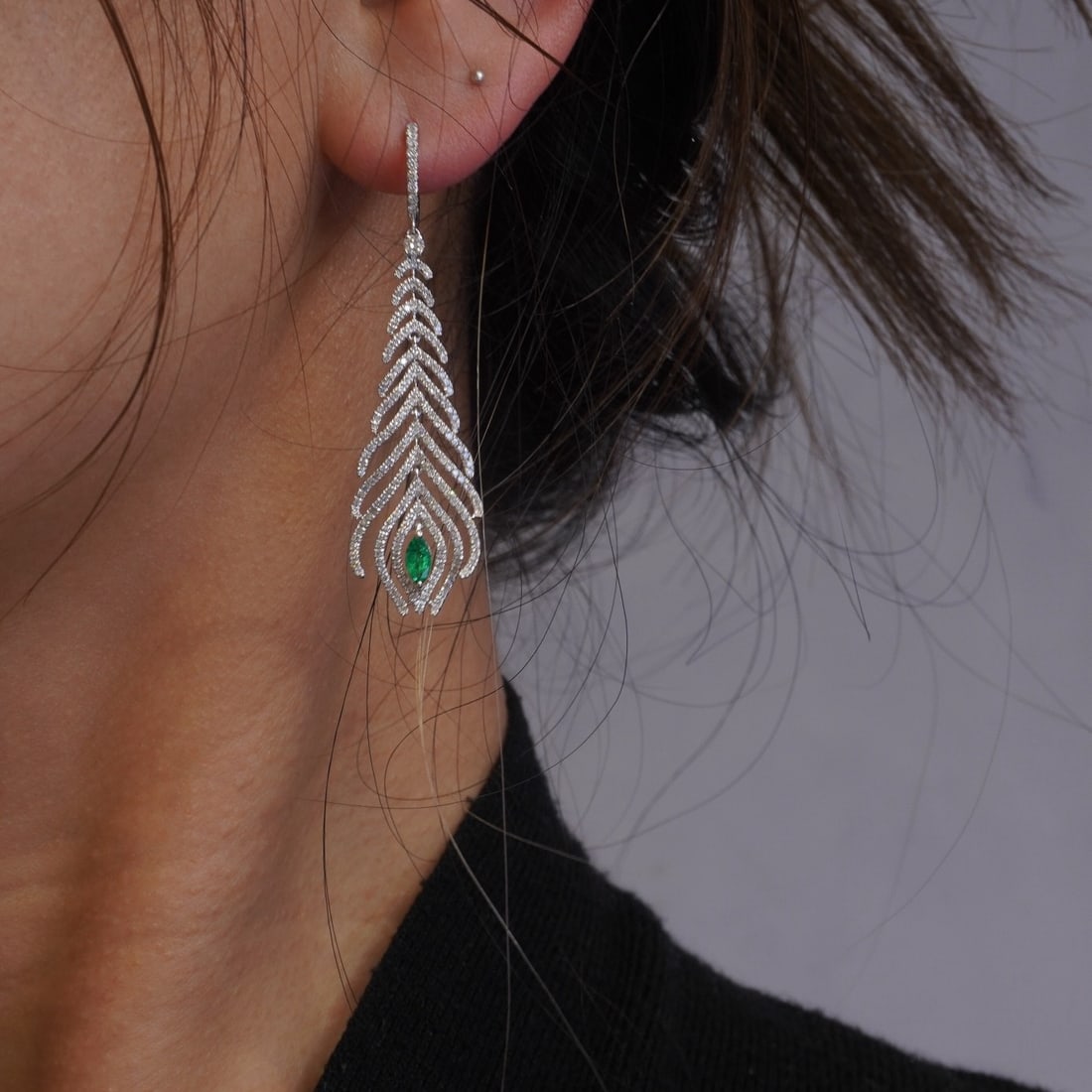 14k Gold 1.66 Ctw Natural Emerald & Diamond Earrings - 9