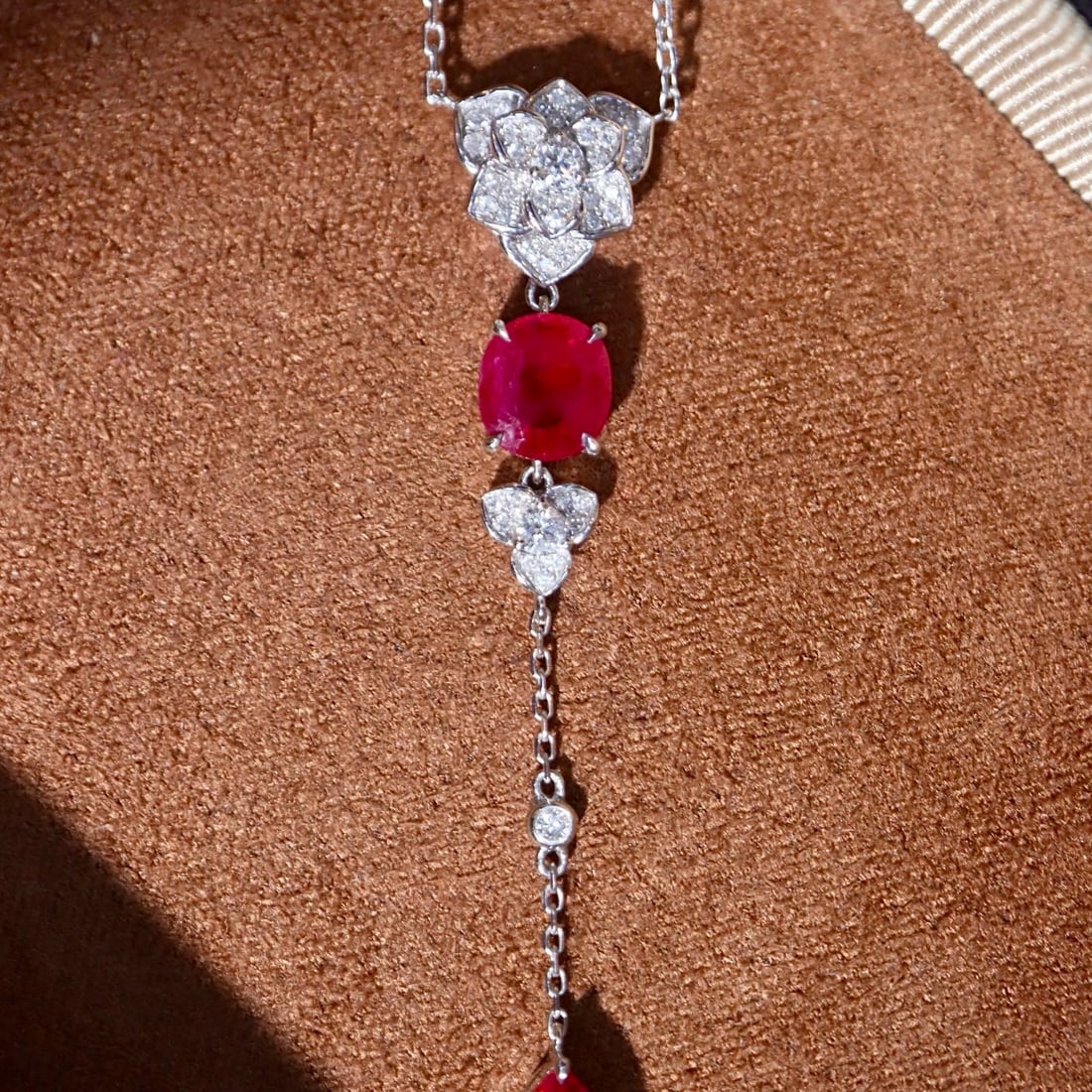 14k Gold 2.51 Ctw Natural Ruby & Diamond Necklace - 3
