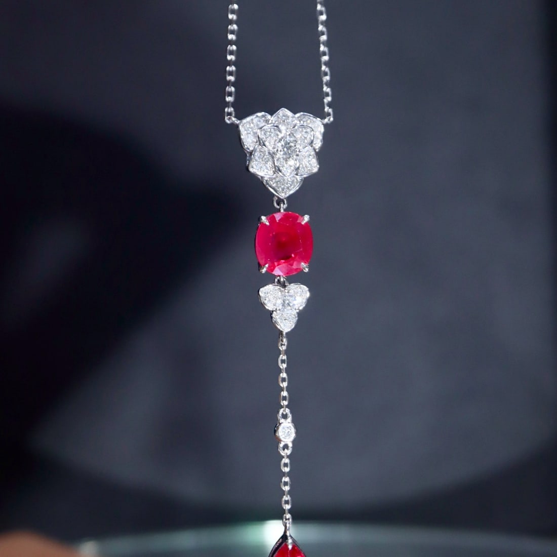 14k Gold 2.51 Ctw Natural Ruby & Diamond Necklace - 4