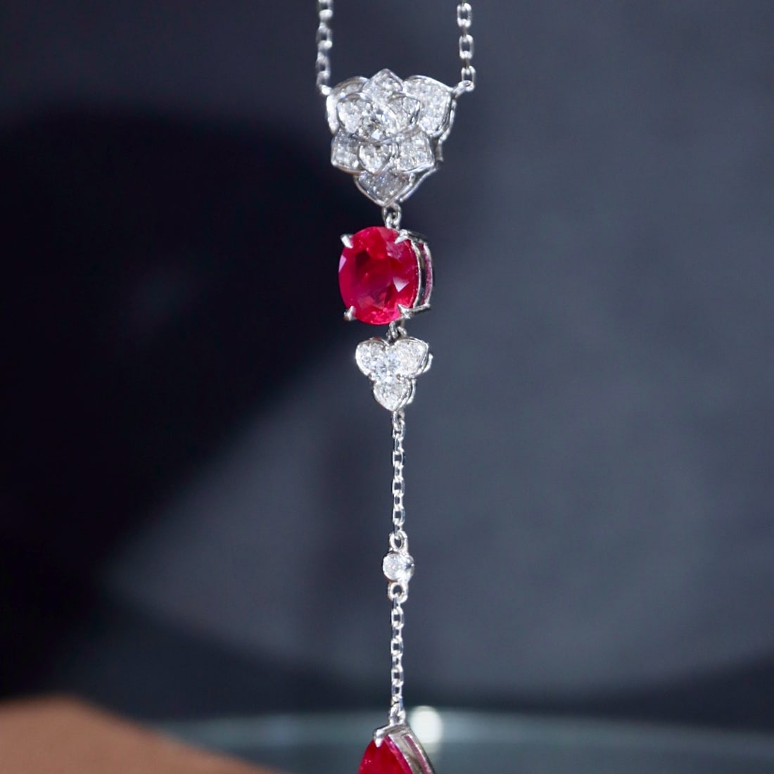 14k Gold 2.51 Ctw Natural Ruby & Diamond Necklace - 6