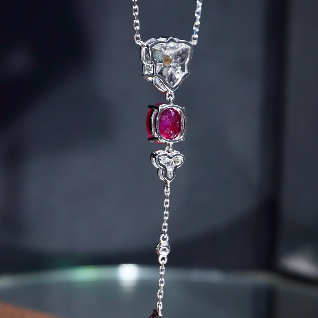 14k Gold 2.51 Ctw Natural Ruby & Diamond Necklace - 7