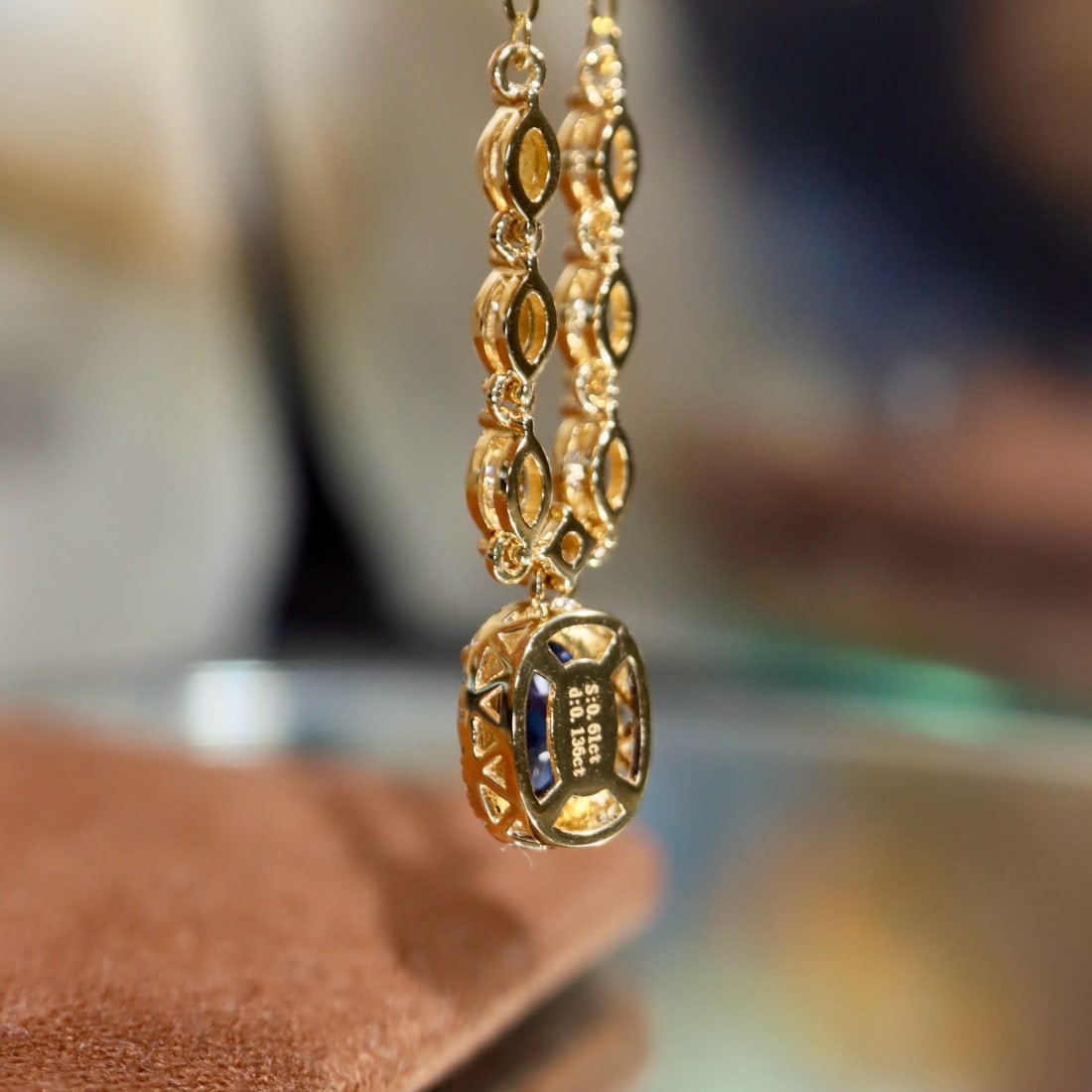 14k Gold 0.74 Ctw Natural Sapphire & Diamond Necklace - 6
