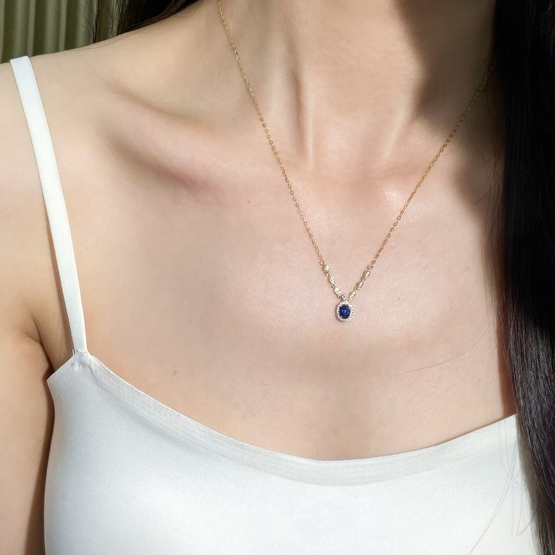 14k Gold 0.74 Ctw Natural Sapphire & Diamond Necklace - 7