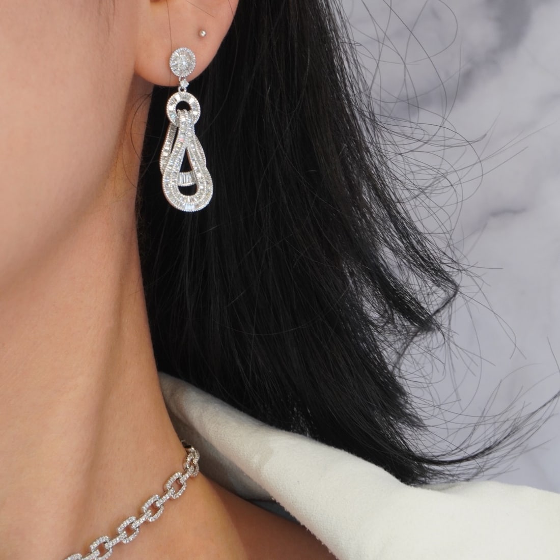 14k Gold 2.12 Ct Natural H Diamond Earrings - 5