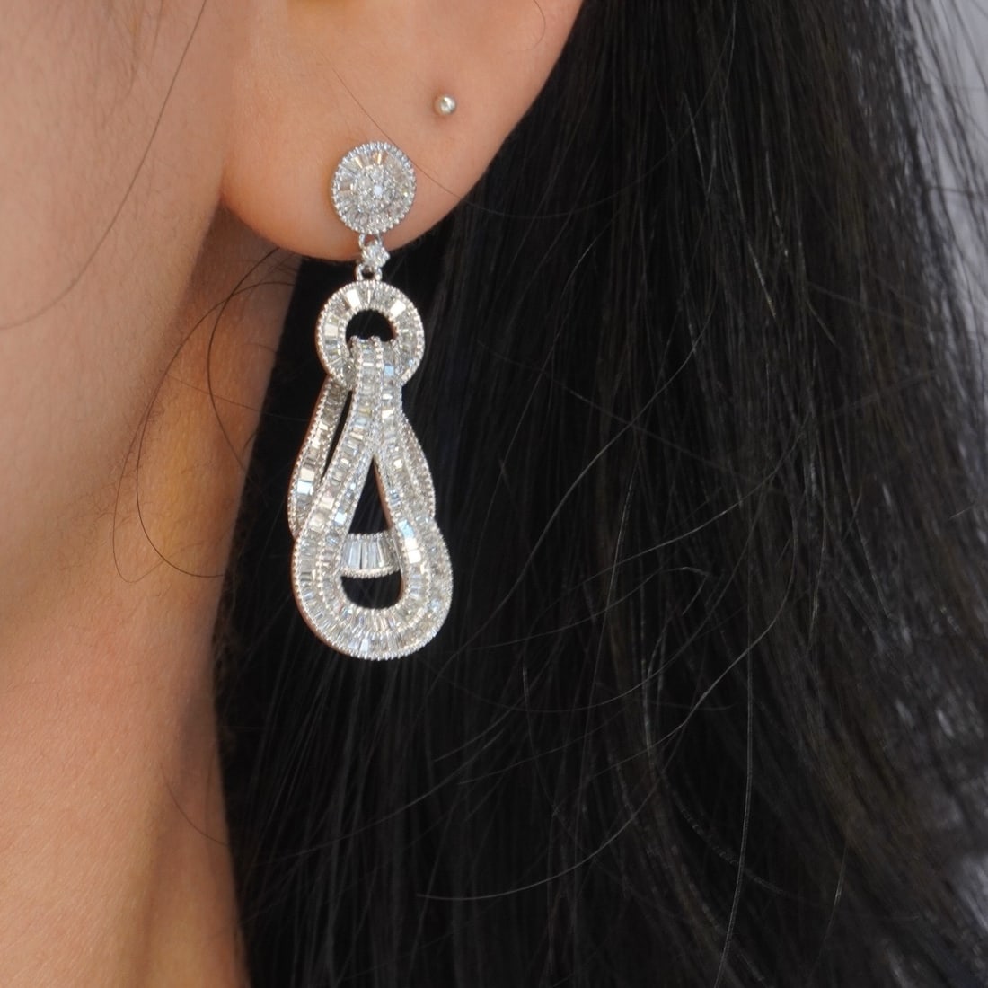 14k Gold 2.12 Ct Natural H Diamond Earrings - 6