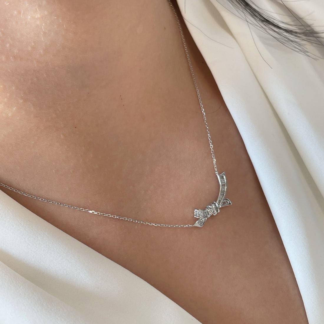 14K GOLD 0.16 CT NATURAL H DIAMOND NECKLACE - 6