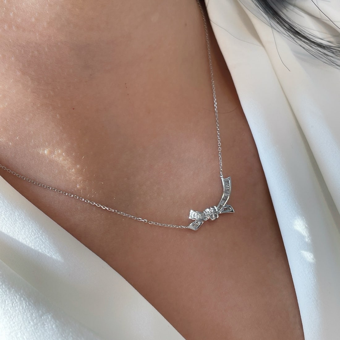 14K GOLD 0.16 CT NATURAL H DIAMOND NECKLACE - 7