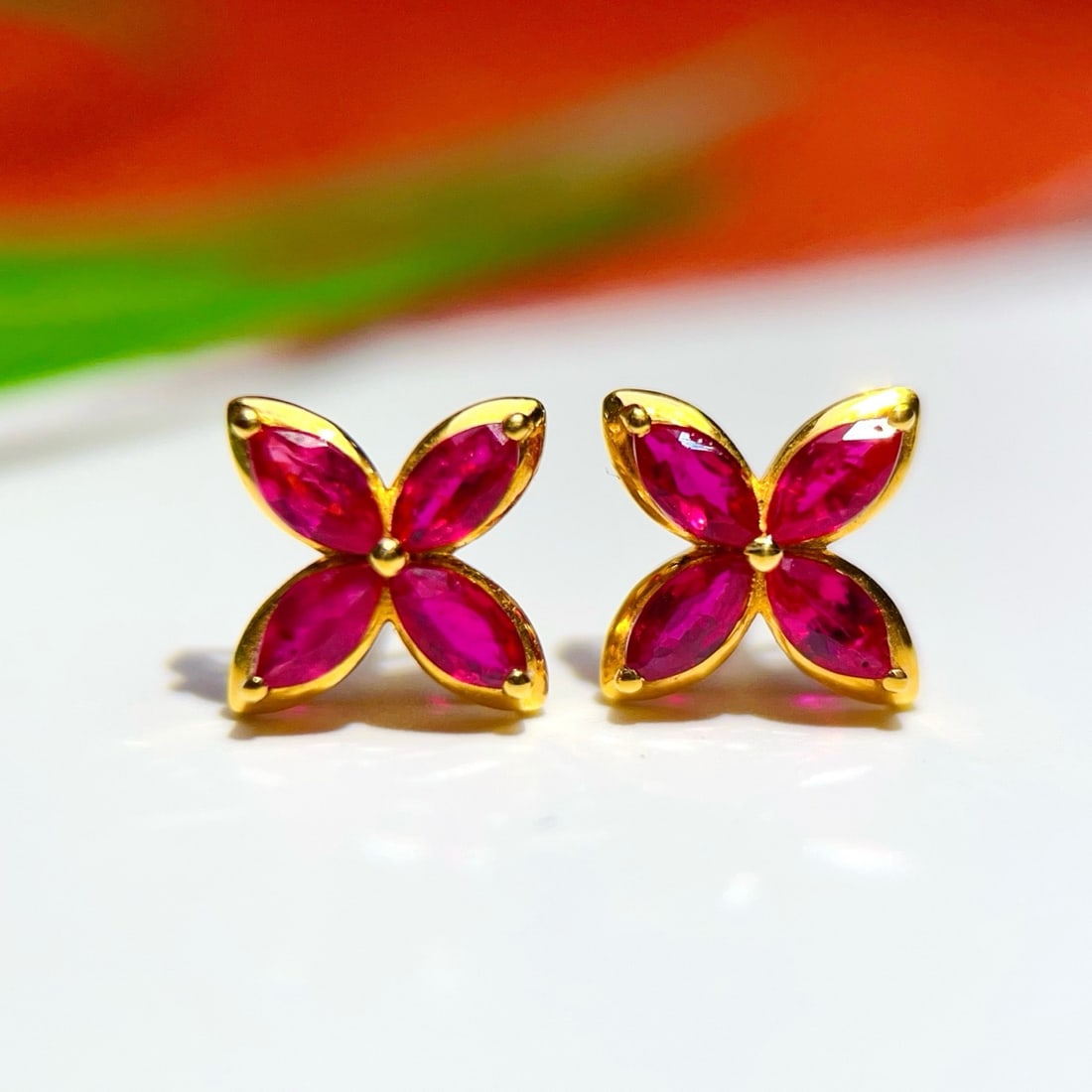 14k Gold 1.4 Ct Natural Ruby Earrings (1 of 7)