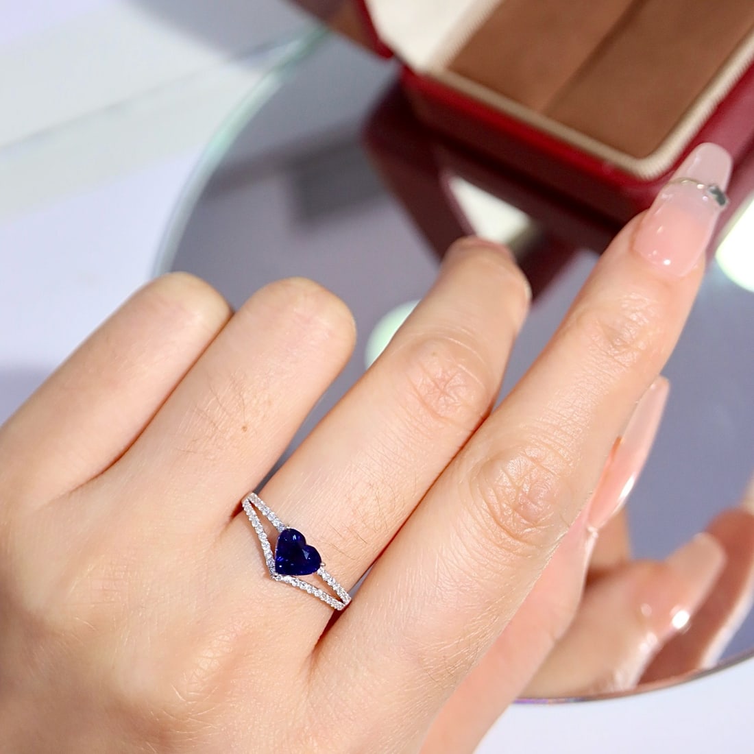 14k Gold 1.25 Ctw Natural Sapphire & Diamond Ring - 5