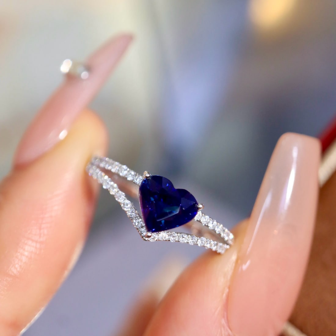 14k Gold 1.25 Ctw Natural Sapphire & Diamond Ring - 6