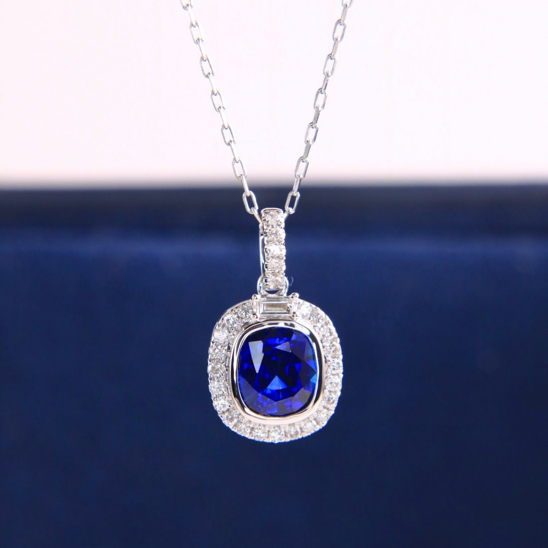 14k Gold 1.22 Ctw Natural Sapphire & Diamond Necklace - 3