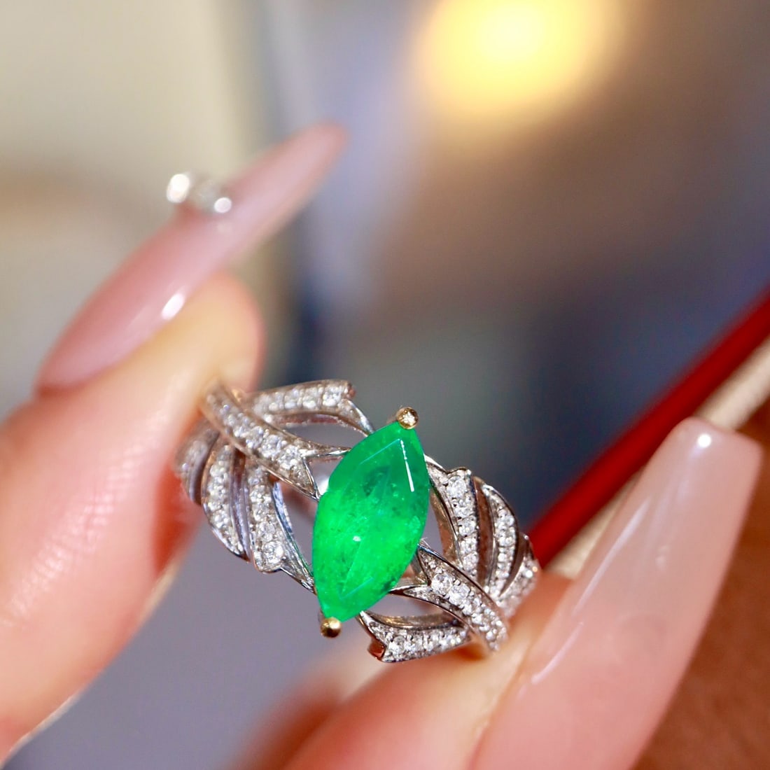 14k Gold 1.32 Ctw Natural Emerald & Diamond Ring - 6